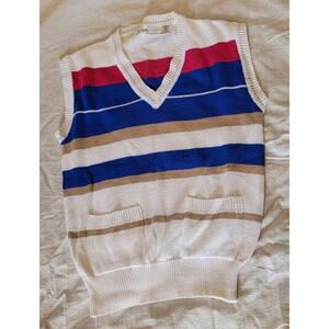 Gitano Limited Collection Sweater Vest Womens Size M Striped Pink/Blue/White/Tan